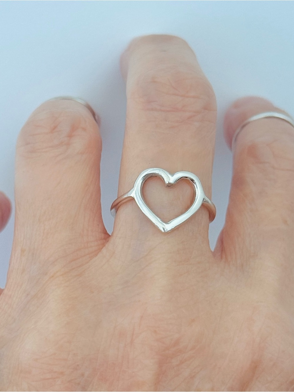 Sterling Silver Open Heart Ring, Eternity Love Silver Rings, Promise Jewelry